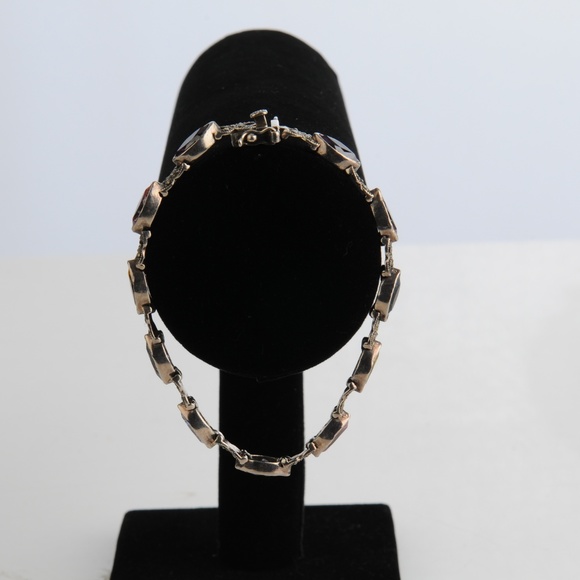 Antique Art Deco Silver Marcasite and Gem Bracelet incl Amethyst - Picture 3 of 6